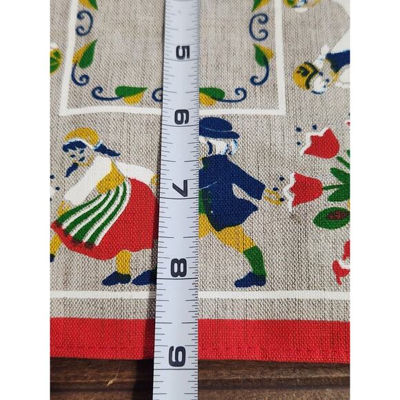 Swedish‎ Scandinavian Nordic Folk Dancer Floral Linen Tea Towel - Picture 4 of 5